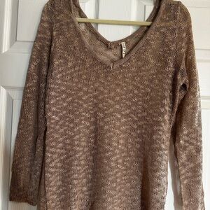 POL Brown and Tan Knit Women's Sweater